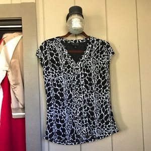 Worthington Black Animal Patterned Stretch Top